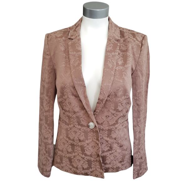 L'AGENCE brocade jacquard golden brown caramel single breasted blazer jacket 2 - Picture 1 of 5